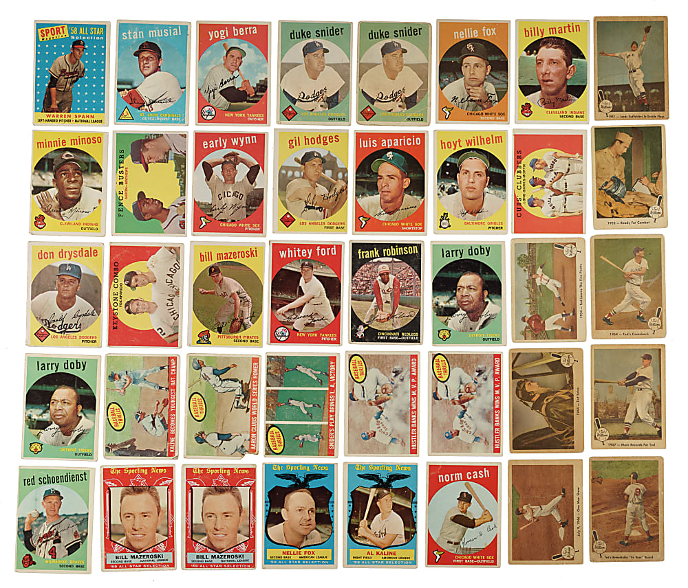 1948 to 1959 Topps, Fleer, and Bowman Shoebox Collection (494) Including 90+ Hall of Famers