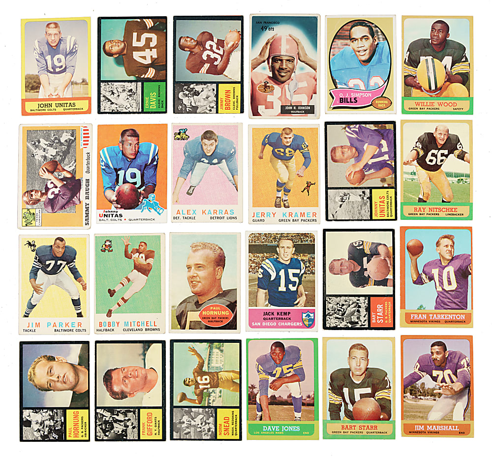 1948 to 1970 Topps, Fleer, and Bowman Football Shoebox Collection (156) Including 85 Hall of Famers
