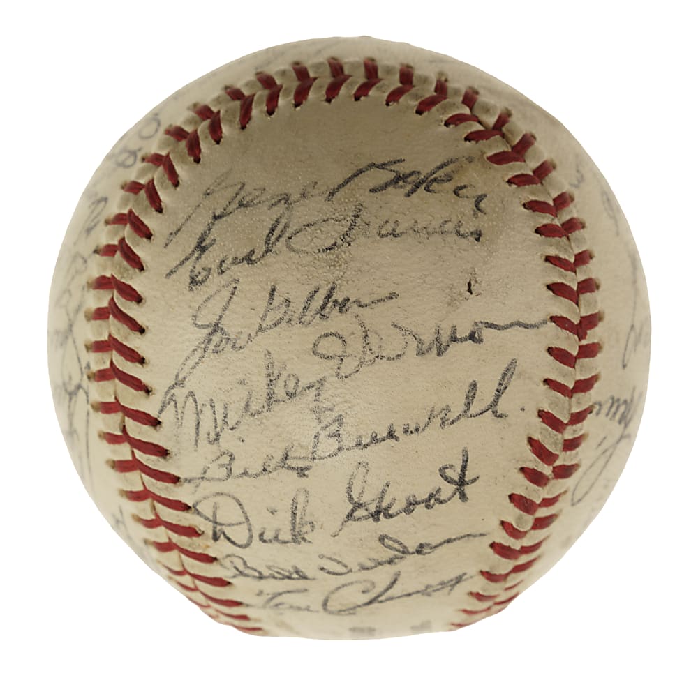 1960 Pittsburgh Pirates World Champions Team-Signed Baseball with Roberto Clemente - JSA