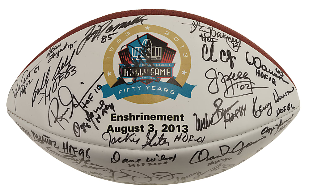 2013 Pro Football Hall of Fame Multi-Signed Football with Namath, Sayers, and Ditka