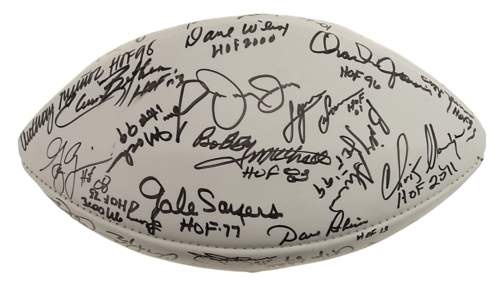 2013 Pro Football Hall of Fame Multi-Signed Football with Namath, Sayers, and Ditka