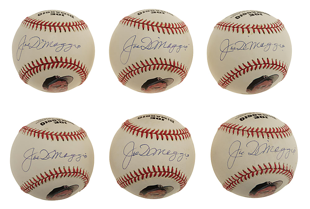Joe DiMaggio Single-Signed Portrait Baseball Collection (6) - PSA/DNA