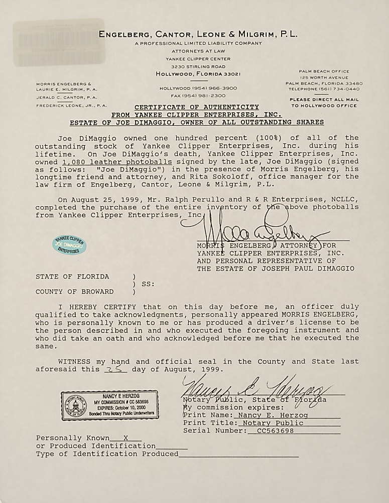 Joe DiMaggio Single-Signed Portrait Baseball Collection (6) - PSA/DNA