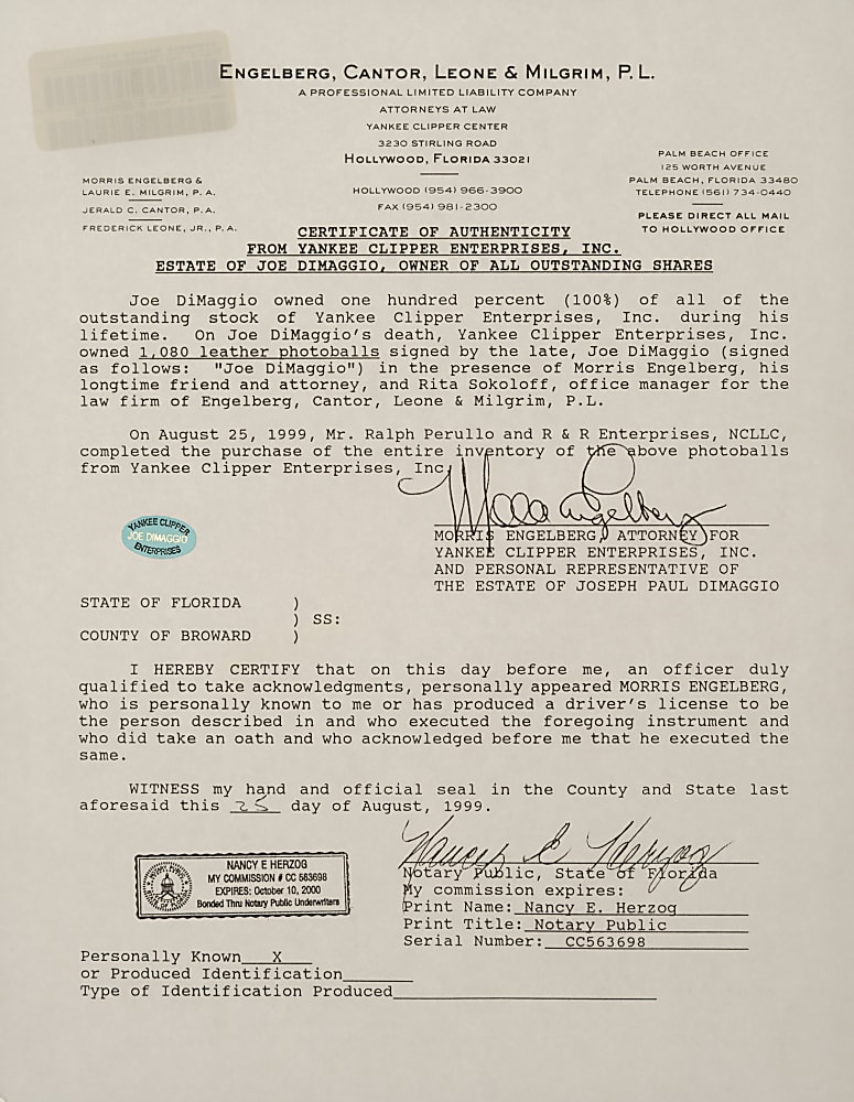 Joe DiMaggio Single-Signed Portrait Baseball Collection (6) - PSA/DNA