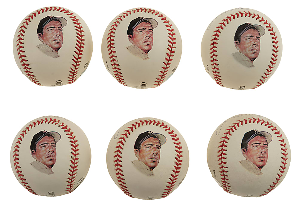 Joe DiMaggio Single-Signed Portrait Baseball Collection (6) - PSA/DNA