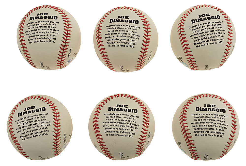 Joe DiMaggio Single-Signed Portrait Baseball Collection (6) - PSA/DNA