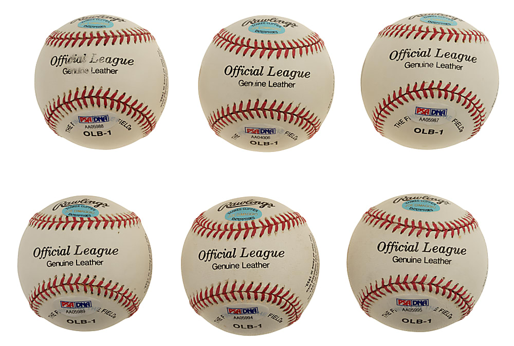 Joe DiMaggio Single-Signed Portrait Baseball Collection (6) - PSA/DNA