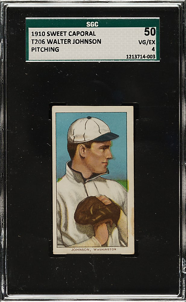 1909-1911 T206 White Border Walter Johnson Hands at Chest SGC VG/EX 50