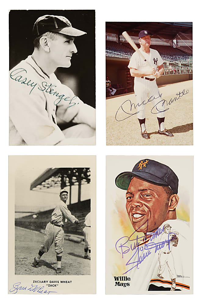 Hall of Famers and Stars Signed Postcard and Photograph Collection (73) Including Mantle, Mays, Stengel, and Wheat