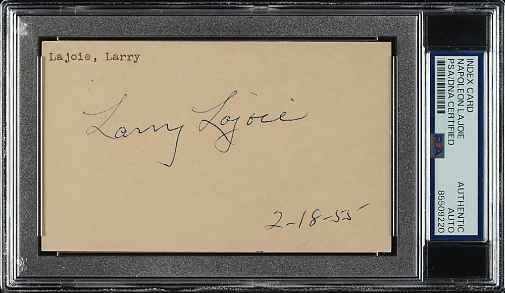 1955 Larry Lajoie Signed Index Card - PSA/DNA