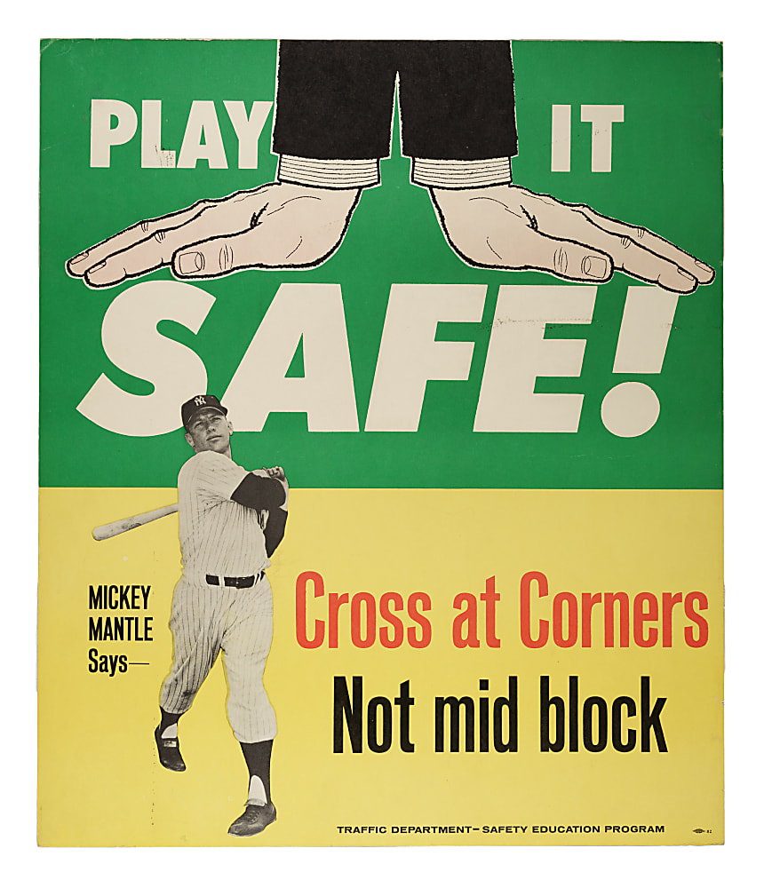 Circa 1962 Mickey Mantle "Traffic Safety Awareness" Broadside
