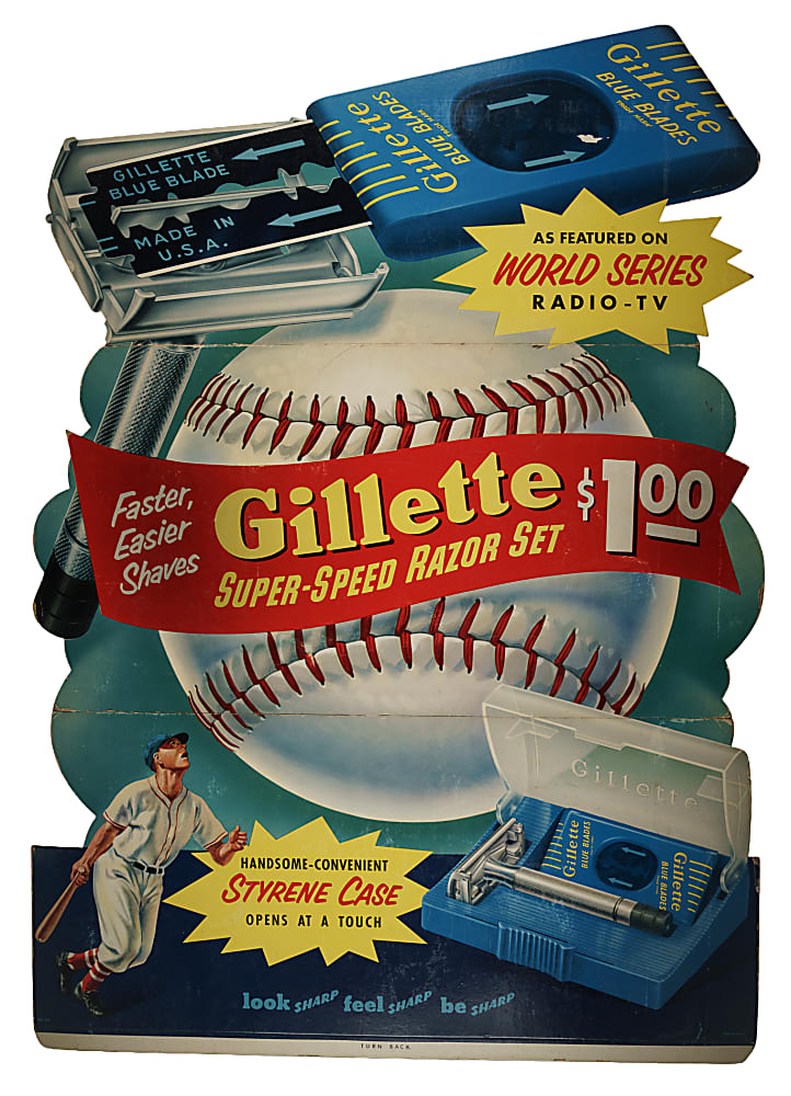 Circa 1940 Gillette Razors World Series Special Die-Cut Stand-Up Store Oversized Advertising Display