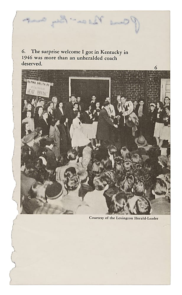 Bear Bryant Signed Magazine Page - JSA