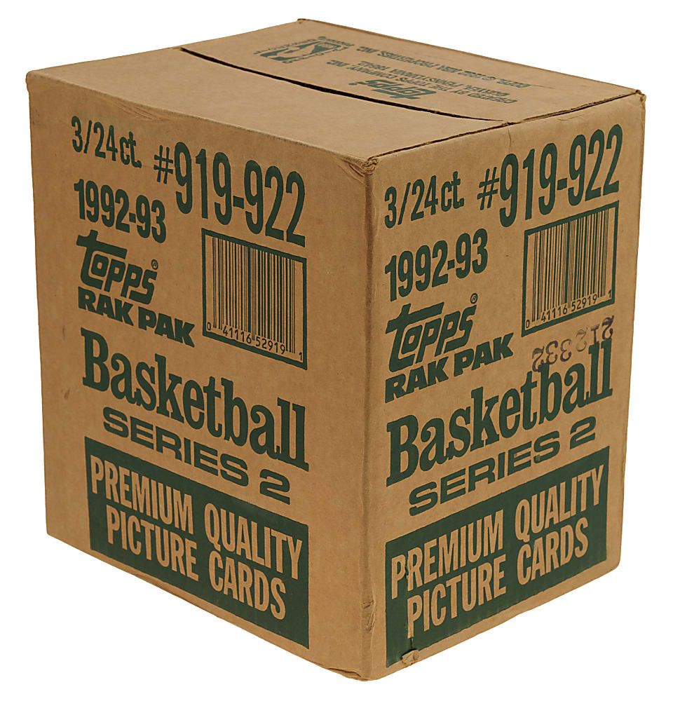 1992-1993 Topps Basketball Second Series Factory-Sealed Unopened Rack Case (3 Boxes, 72 Packs) - Shaquille O'Neal Rookie Year