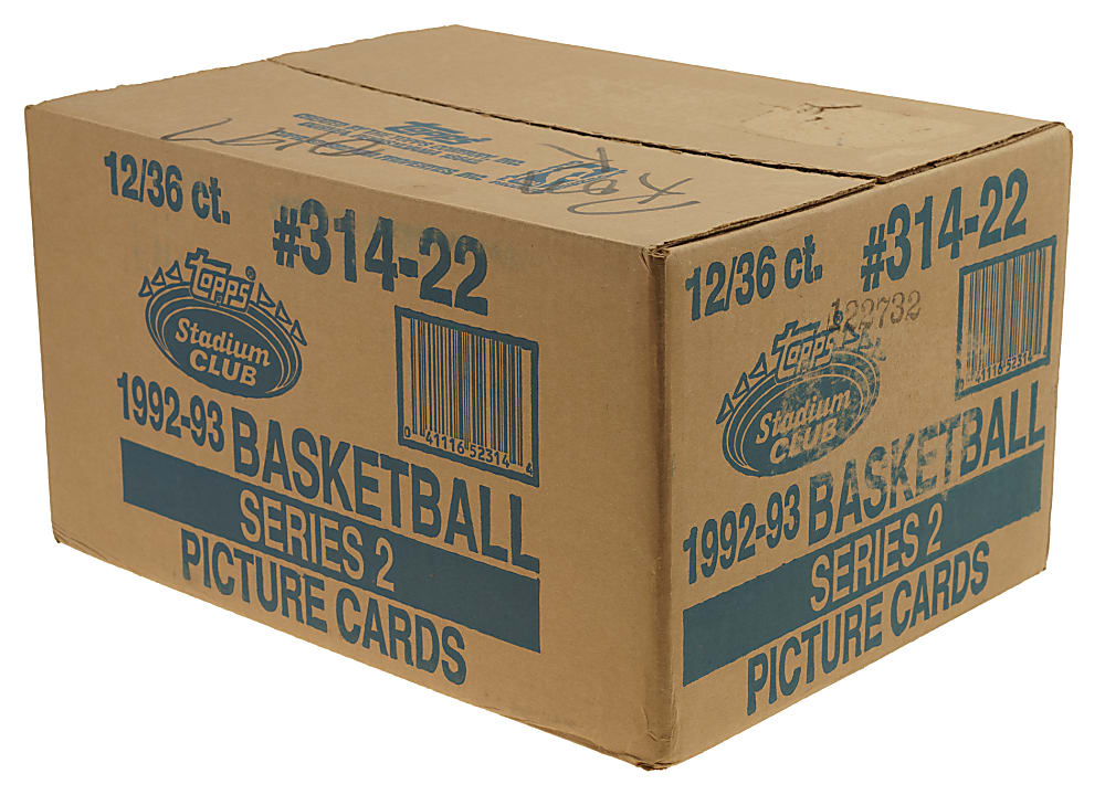 1992-1993 Topps Stadium Club Basketball Second Series Factory-Sealed Unopened Case (12 Boxes, 432 Packs) - Shaquille O'Neal Rookie Year