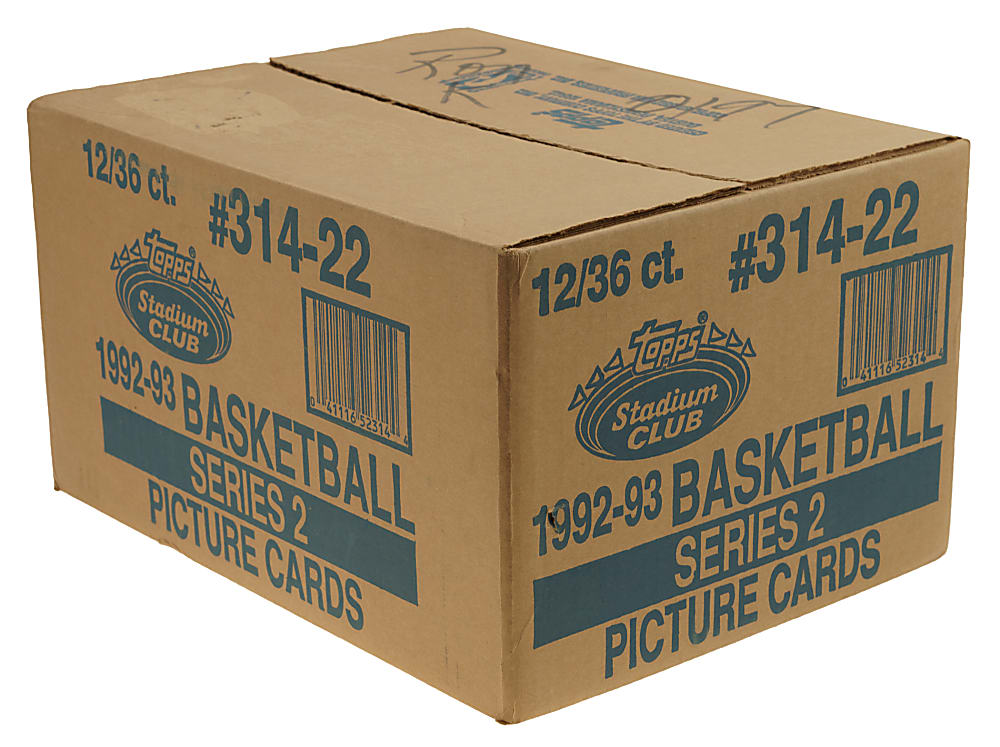 1992-1993 Topps Stadium Club Basketball Second Series Factory-Sealed Unopened Case (12 Boxes, 432 Packs) - Shaquille O'Neal Rookie Year