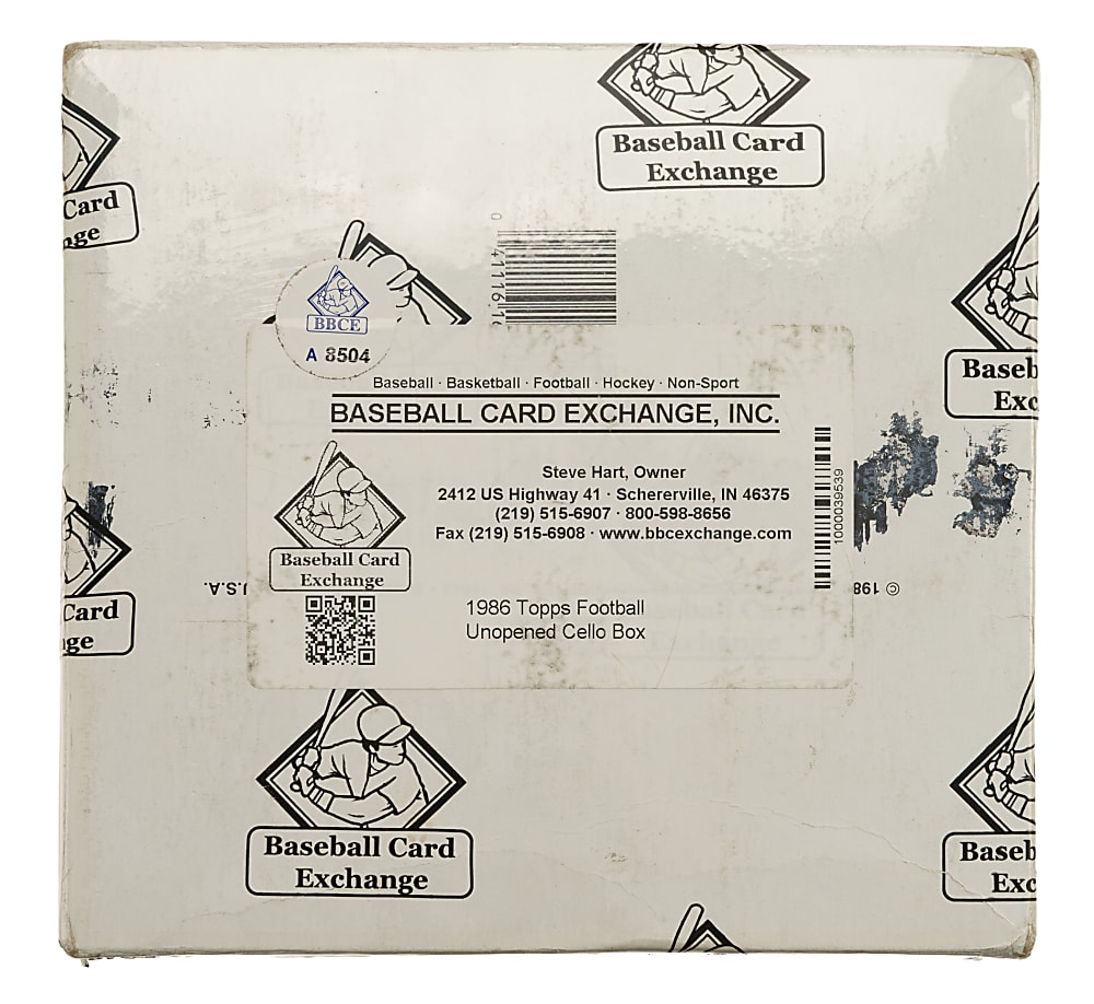 1986 Topps Football Unopened Cello Box (24 Packs) - BBCE