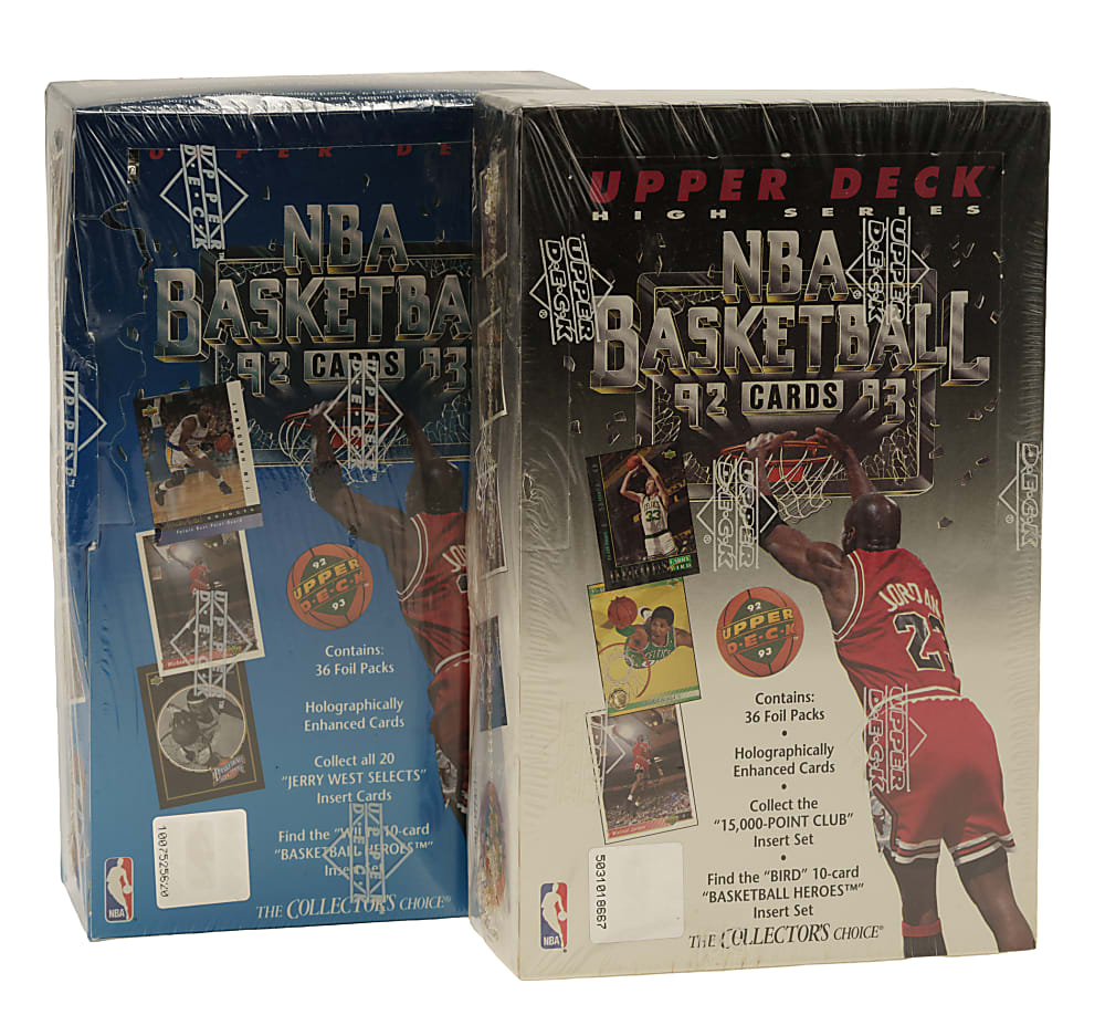 1992-1993 Upper Deck Basketball First and Second Series Factory-Sealed Unopened Hobby Box Pair (2 Boxes, 72 Packs)