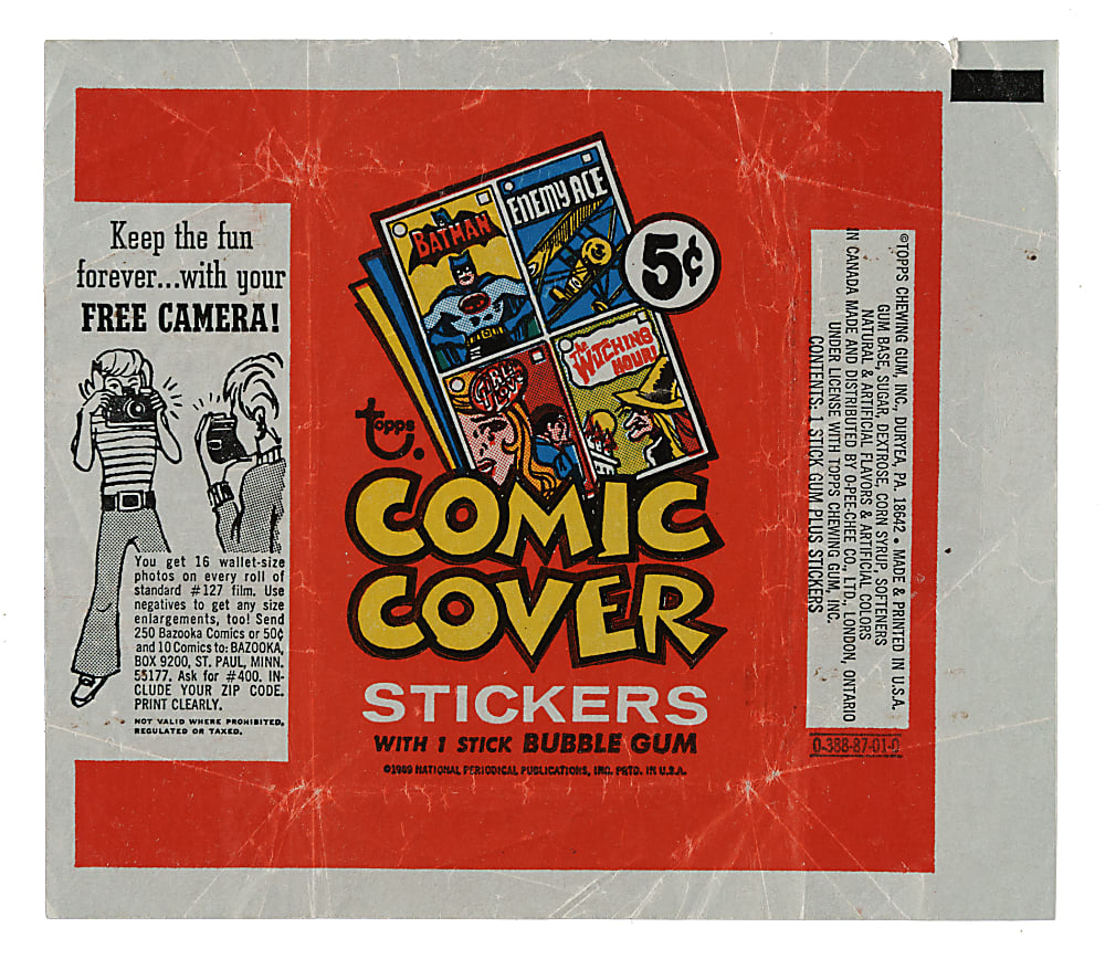 1970 Topps "Comic Cover Stickers" Complete Set (44) Plus Wrapper
