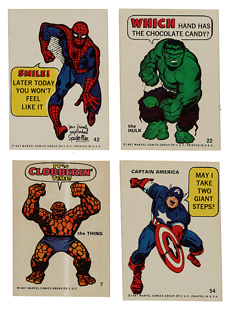 1967 Philadelphia Gum "Marvel Super Hero Stickers" Complete Set (55) Plus Wrapper