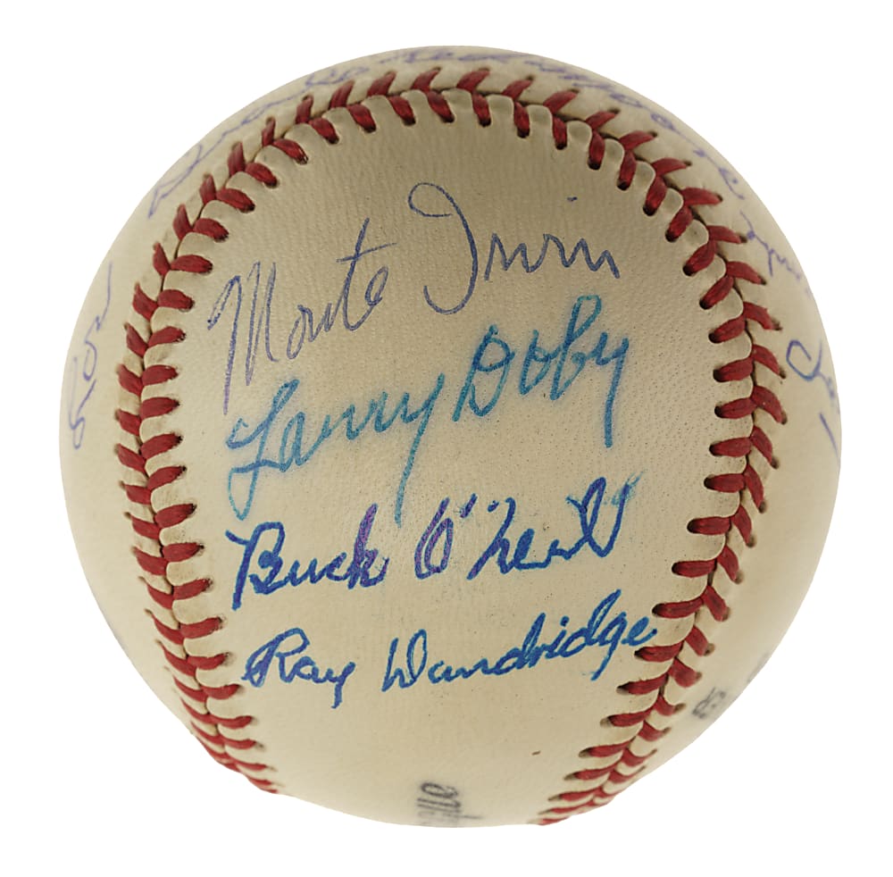 Negro League Hall of Famers and Stars Multi-Signed Baseball with Willie Mays, Larry Doby, and Monte Irvin