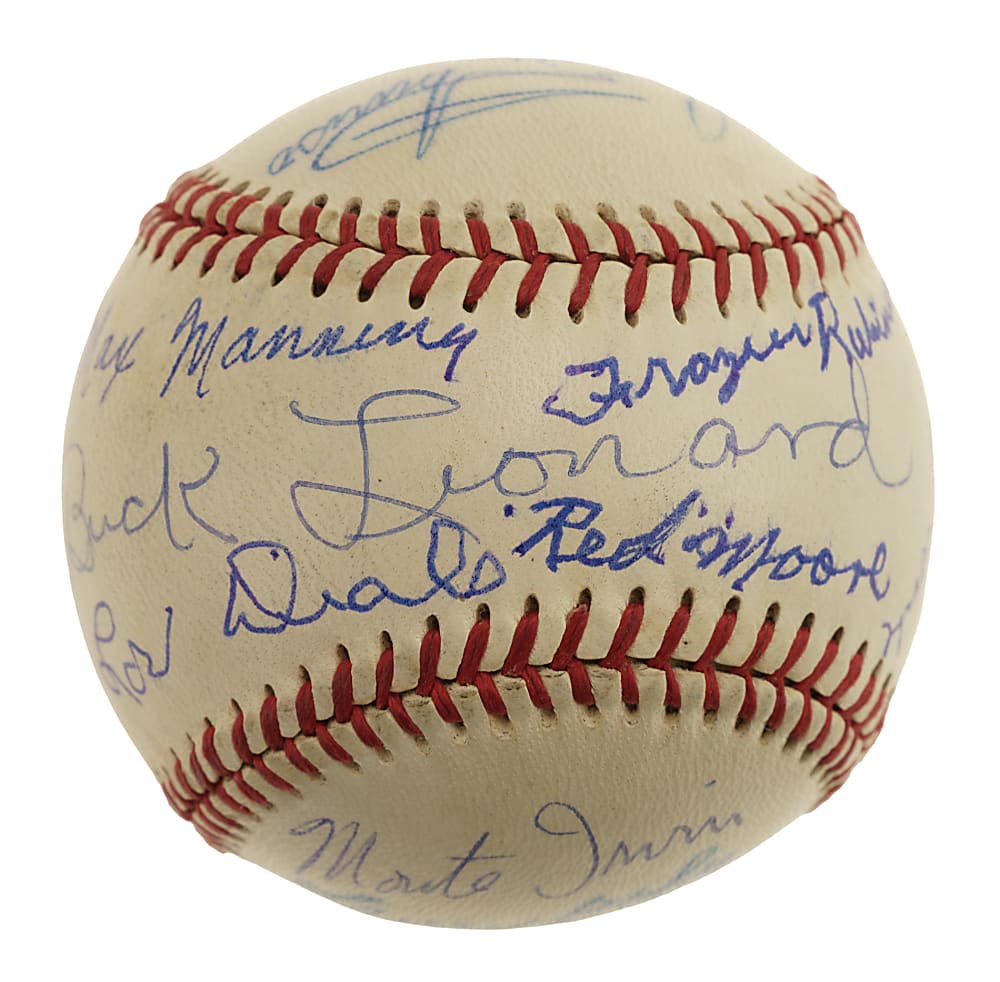 Negro League Hall of Famers and Stars Multi-Signed Baseball with Willie Mays, Larry Doby, and Monte Irvin
