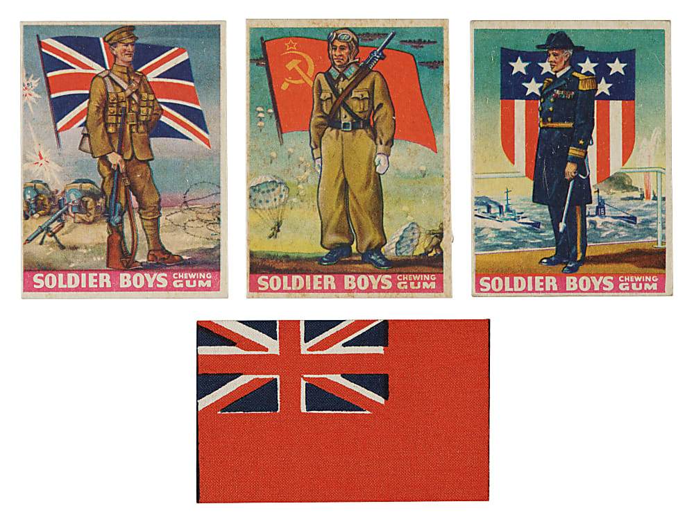 1933 R142 Goudey "Soldier Boys" Complete Set (24) Plus Wrapper and Nine Flag Patches