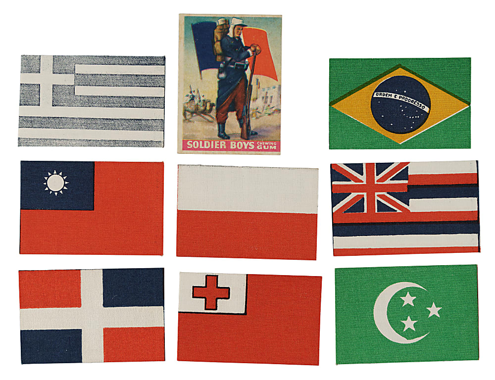 1933 R142 Goudey "Soldier Boys" Complete Set (24) Plus Wrapper and Nine Flag Patches
