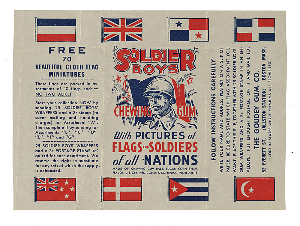 1933 R142 Goudey "Soldier Boys" Complete Set (24) Plus Wrapper and Nine Flag Patches