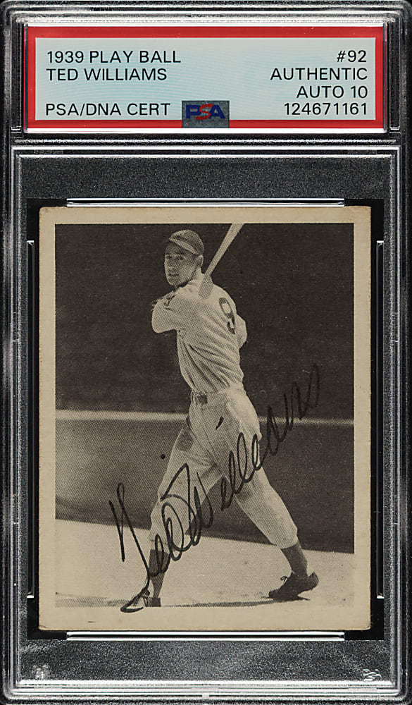 Signed 1939 R334 Play Ball #92 Ted Williams Rookie PSA/DNA GEM MINT 10