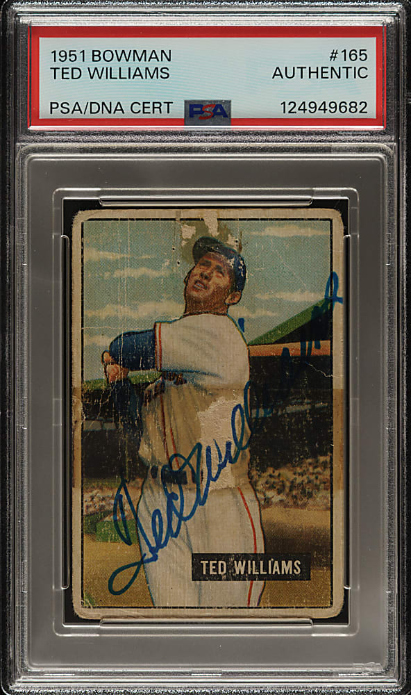 Signed 1951 Bowman #165 Ted Williams - PSA/DNA