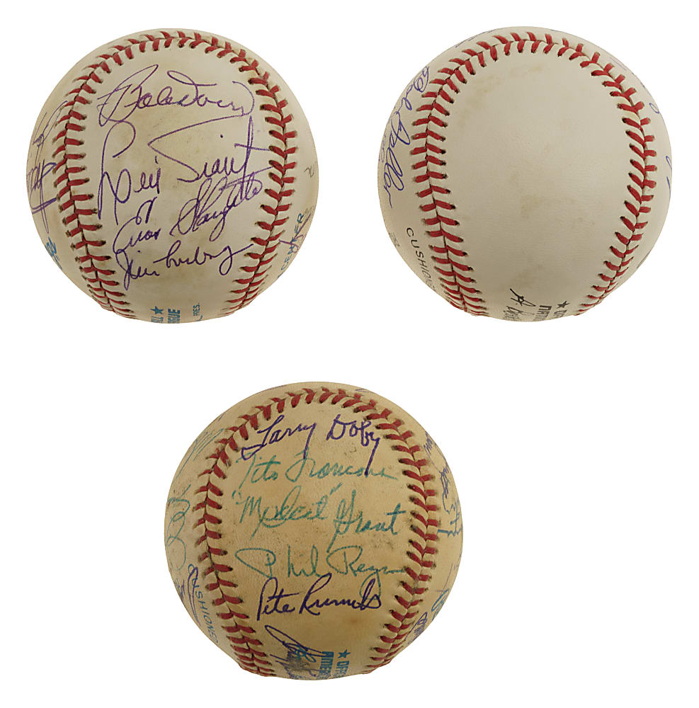Hall of Fame and Stars Multi-Signed Baseball Trio with Ted Williams, Warren Spahn, and Minnie Minoso