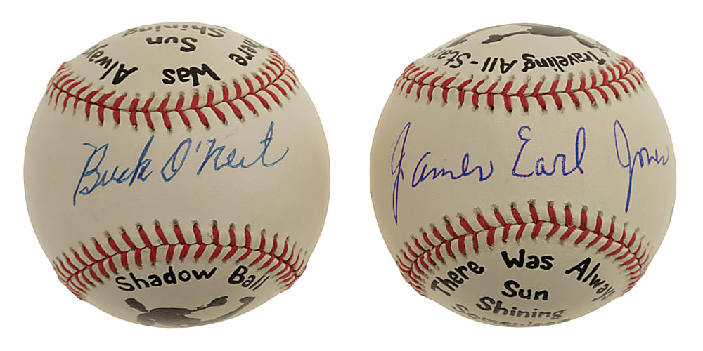 James Earl Jones and Buck O'Neil Single-Signed Baseball Pair