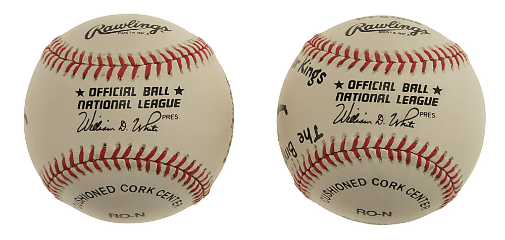 James Earl Jones and Buck O'Neil Single-Signed Baseball Pair