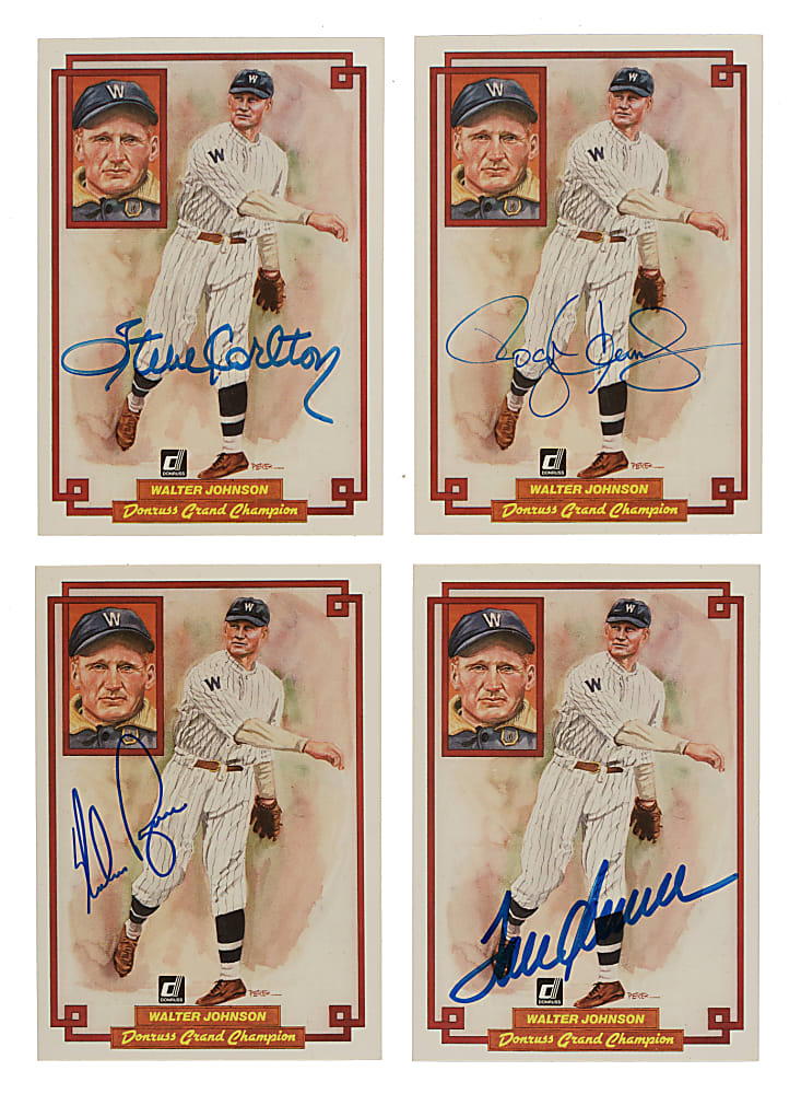 Signed 1984 Donruss Grand Champion #37 Walter Johnson Collection (10) - All Signed by 3,000 Strikeout Members Including Tom Seaver, Nolan Ryan, and Roger Clemens