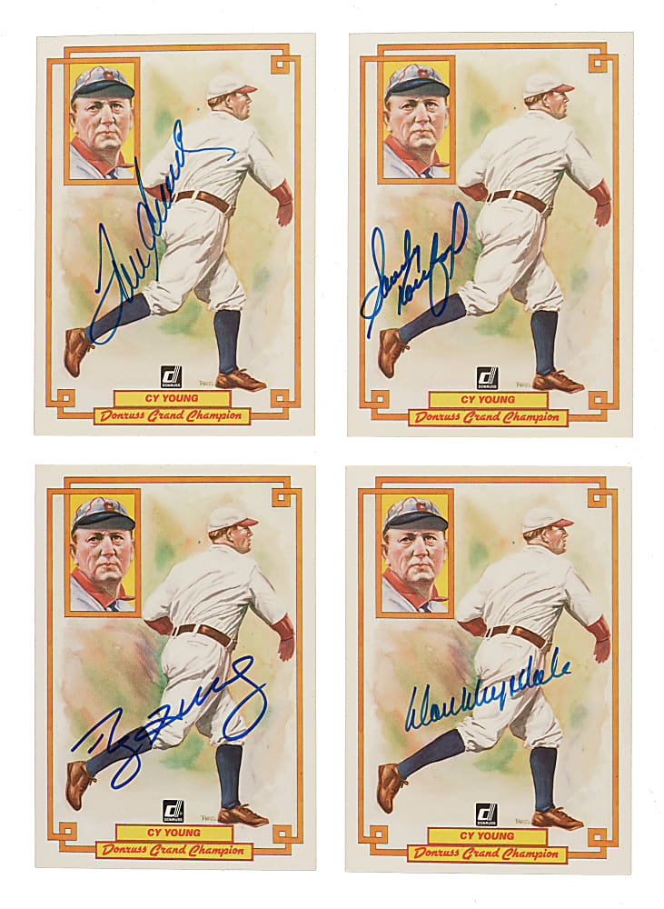 Signed 1984 Donruss Grand Champion #31 Cy Young Collection (57) - All Signed by Cy Young Award Winner Members Including Seaver, Drysdale, and Koufax