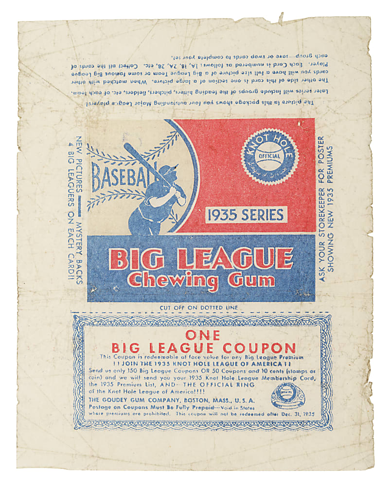 1934-1936 "Dizzy and Daffy Dean Base Ball Play Suit" Plus 1935 Big League Chewing Gum Wrapper and Redemption Sheet