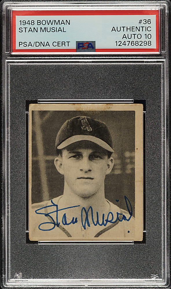 Signed 1948 Bowman #36 Stan Musial Rookie PSA/DNA GEM MINT 10