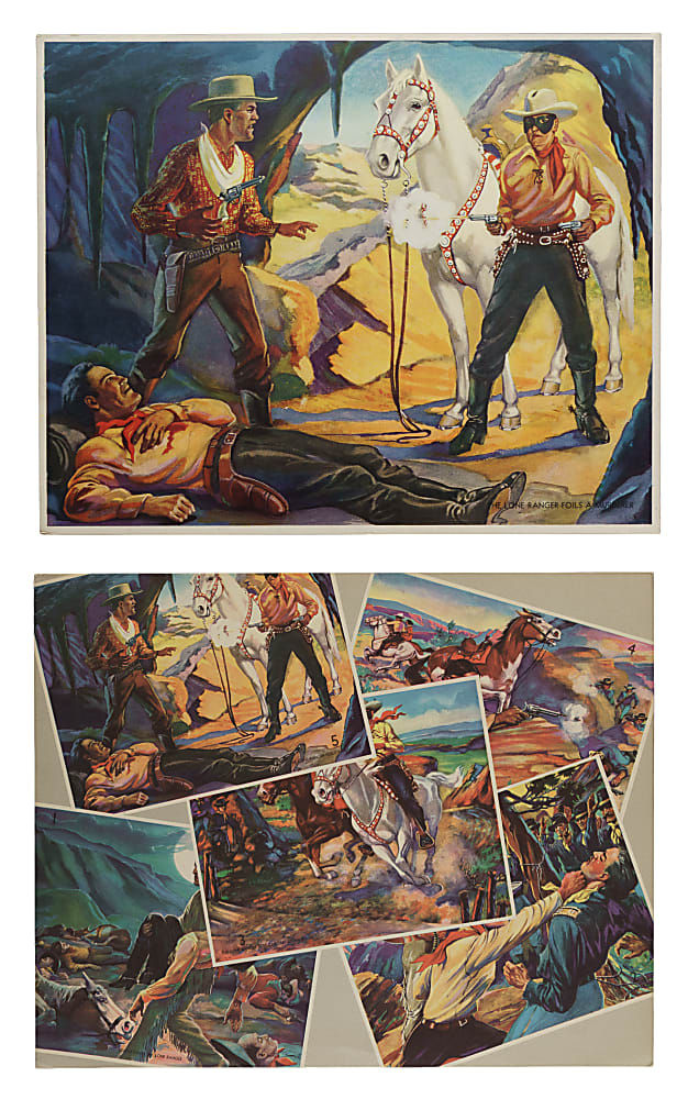 1938 R83A Gum, Inc. "Lone Ranger" Premiums Complete Set (5) Plus Advertising Promo Sheet