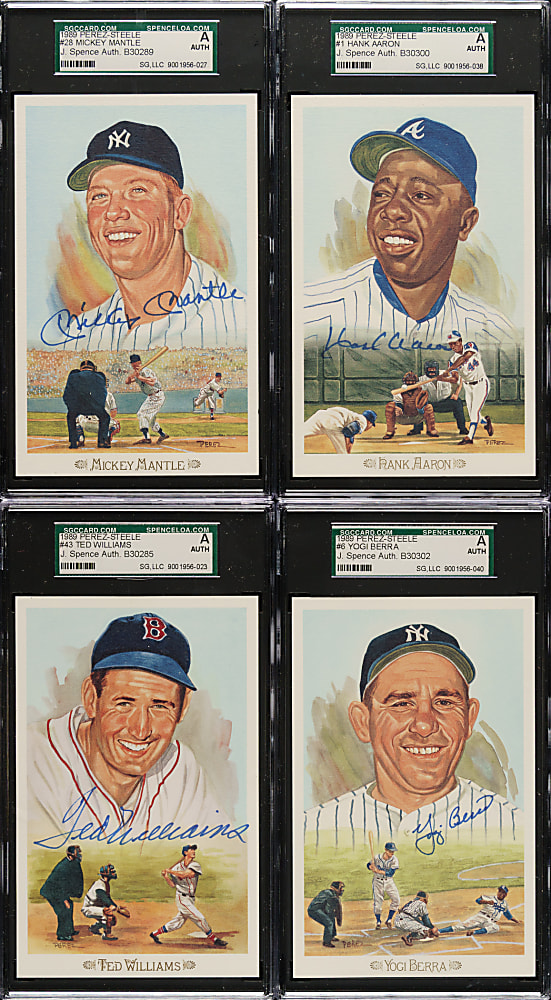 Signed 1989 Perez-Steele Celebration Near-Complete Set (41/44) Including Mickey Mantle, Hank Aaron, Ted Williams - All SGC/JSA Encapsulated!