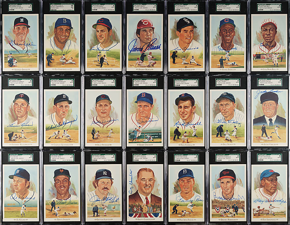 Signed 1989 Perez-Steele Celebration Near-Complete Set (41/44) Including Mickey Mantle, Hank Aaron, Ted Williams - All SGC/JSA Encapsulated!