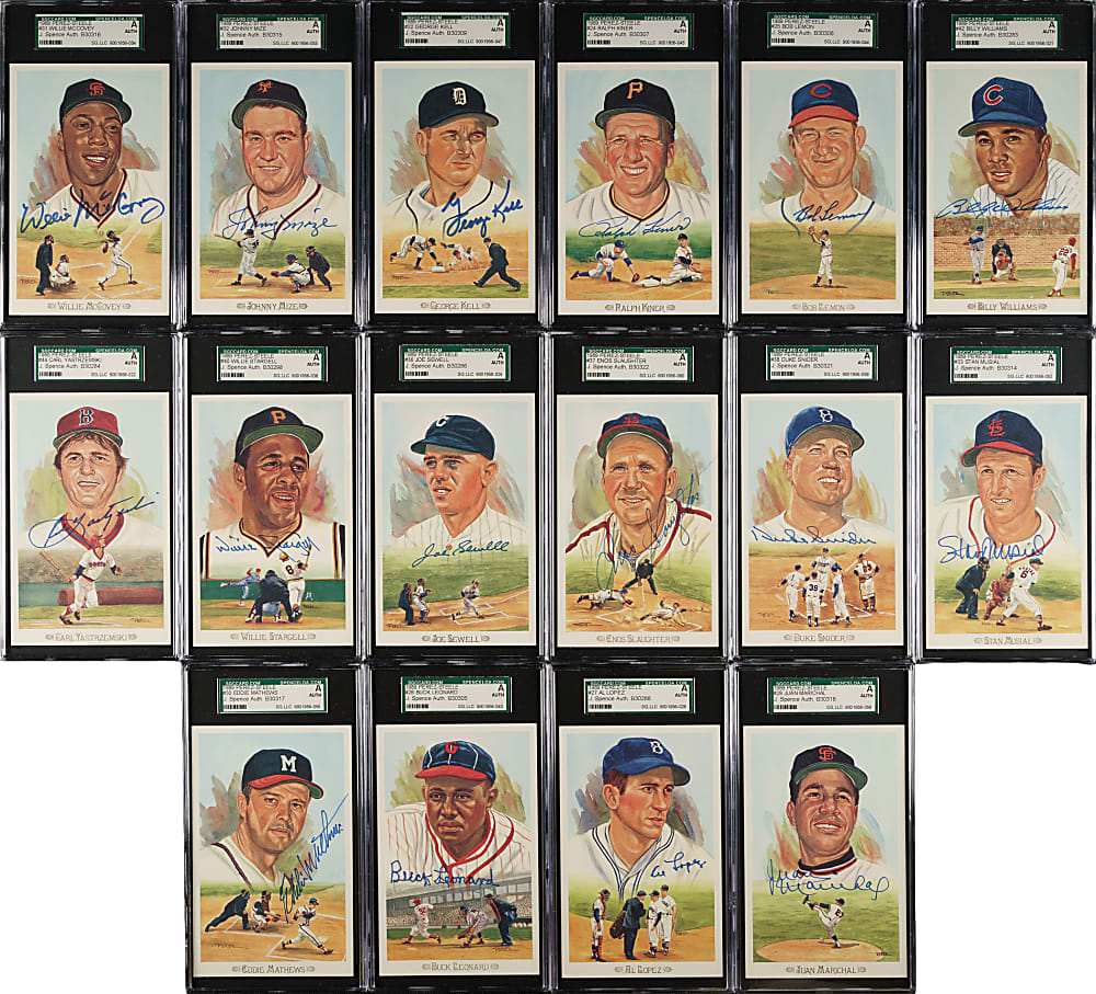 Signed 1989 Perez-Steele Celebration Near-Complete Set (41/44) Including Mickey Mantle, Hank Aaron, Ted Williams - All SGC/JSA Encapsulated!