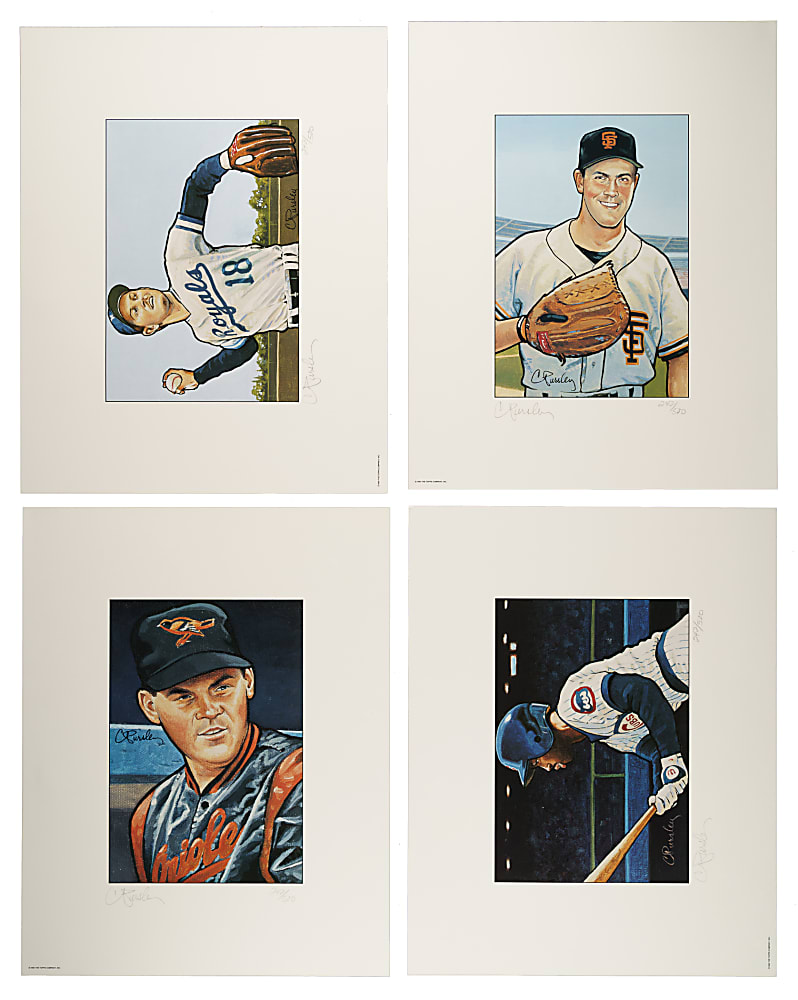 1990 Bowman Near-Complete Lithograph Set (10/11) Plus Composite Lithograph