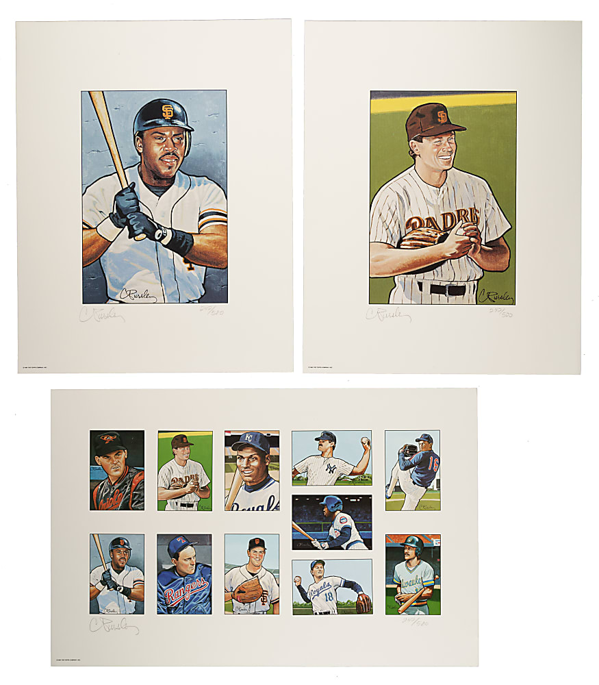 1990 Bowman Near-Complete Lithograph Set (10/11) Plus Composite Lithograph