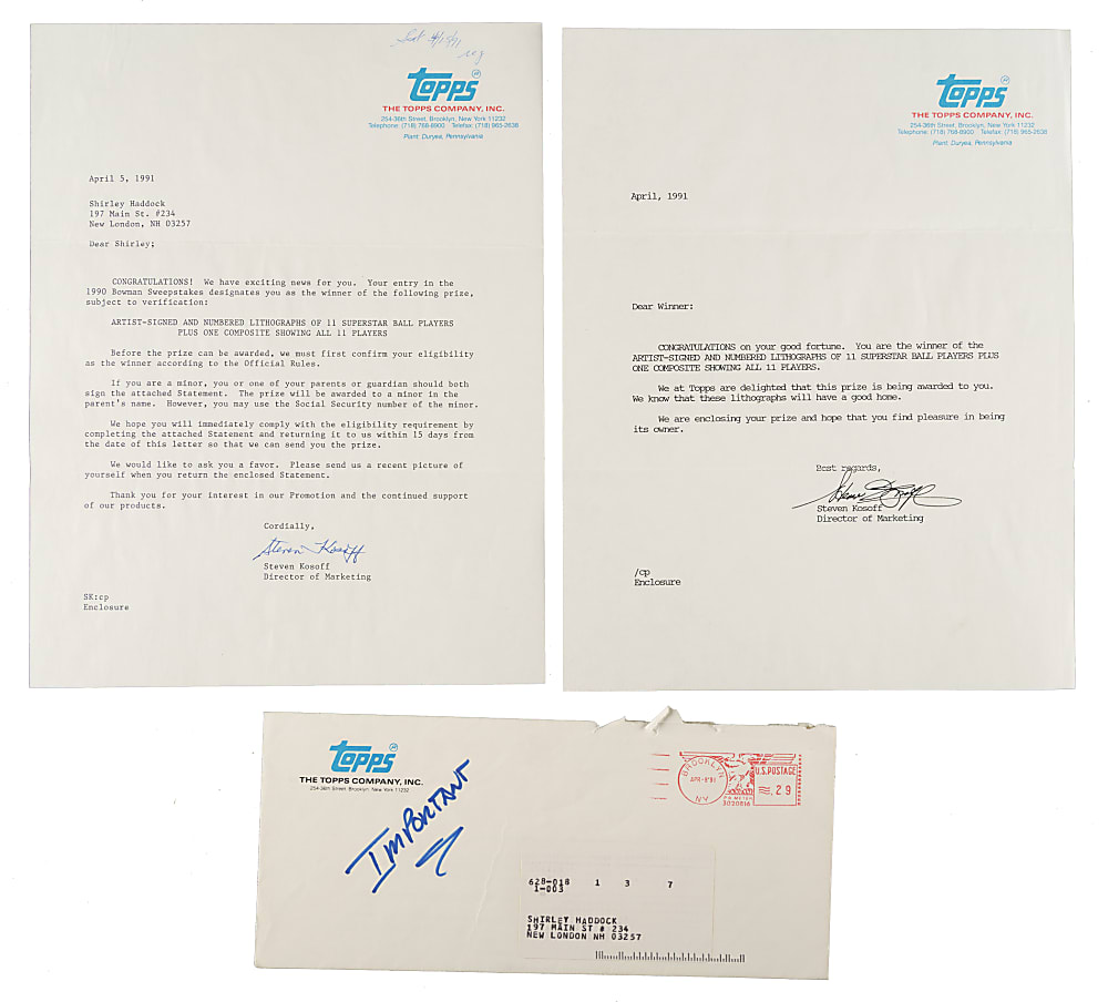 1990 Bowman Near-Complete Lithograph Set (10/11) Plus Composite Lithograph