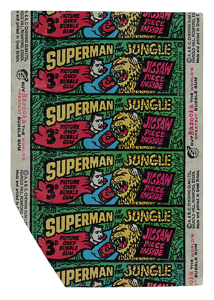 1968 Topps A & BC "Superman in the Jungle" Complete Set (66) Plus Wrapper