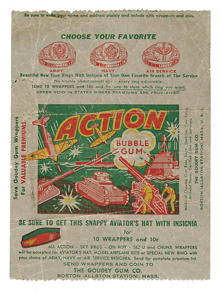 1938 R1 Goudey "Action Gum" Complete Set (96) Plus Wrapper