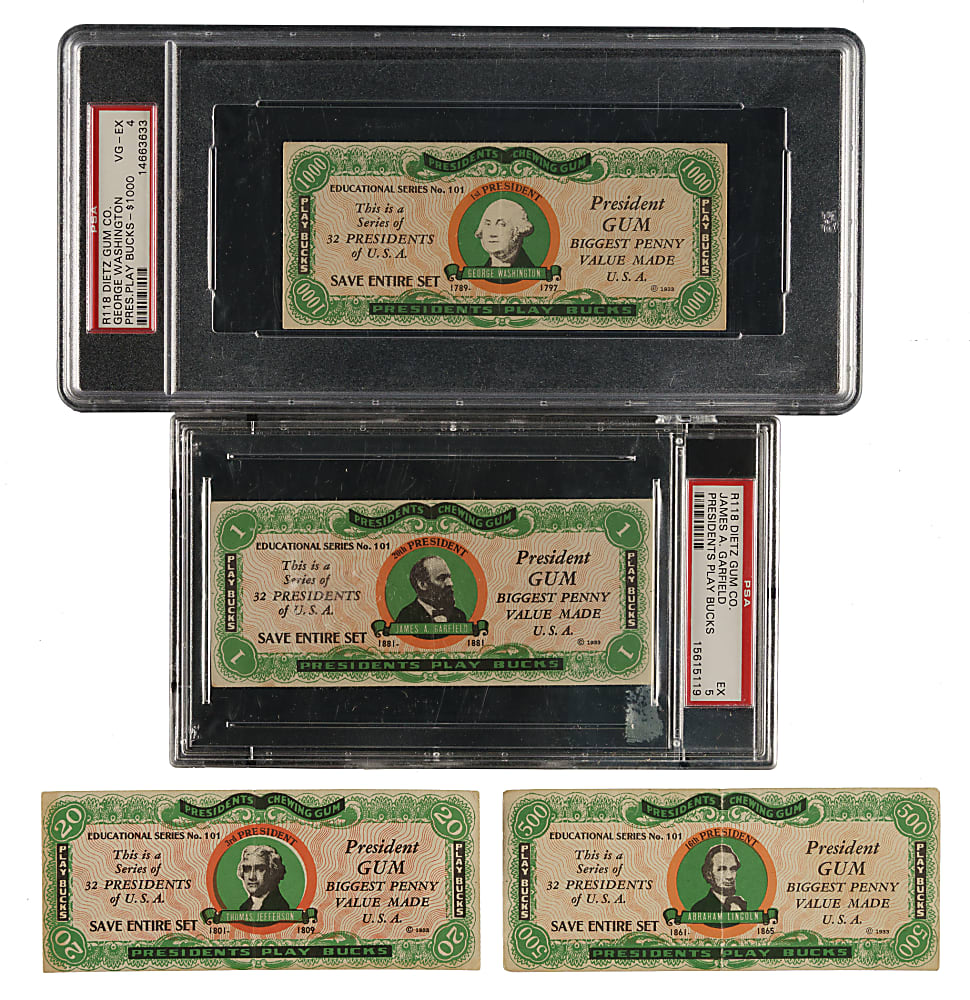 1937 R118 Dietz Gum "Presidents Play Bucks" Near-Complete Set (27/32)