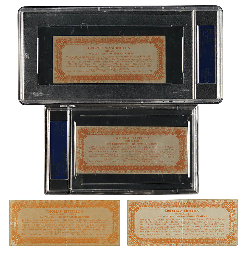 1937 R118 Dietz Gum "Presidents Play Bucks" Near-Complete Set (27/32)