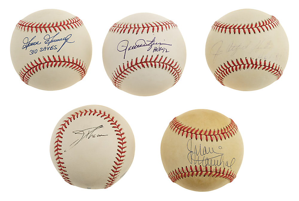 Hall of Famer Single-Signed Baseball Collection (39) Including Aaron, Koufax, and Williams